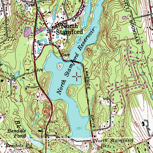 Topographic Map of North Stamford Reservoir, CT