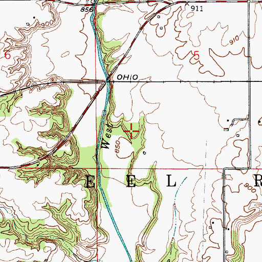 Topographic Map of Fleece Cemetery, IN