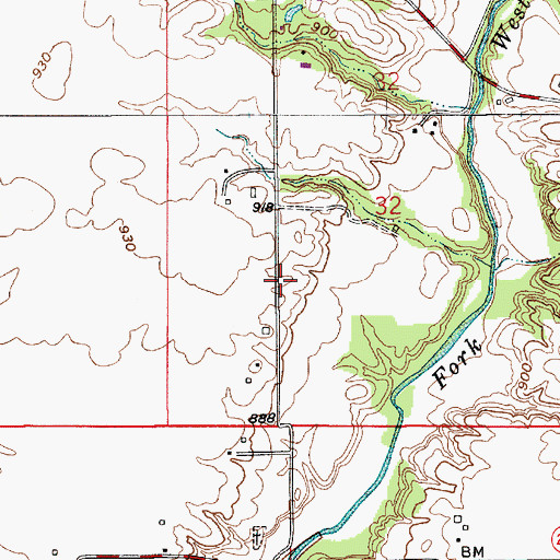 Topographic Map of Richardson Cemetery, IN