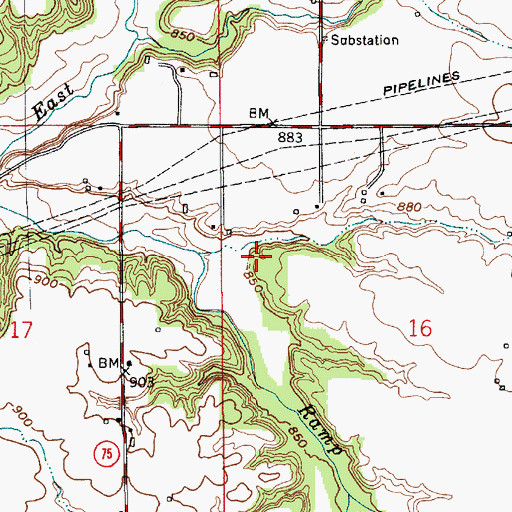 Topographic Map of Roundtown Cemetery, IN