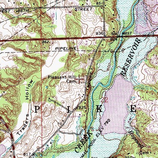 Topographic Map of Gentry Cemetery, IN