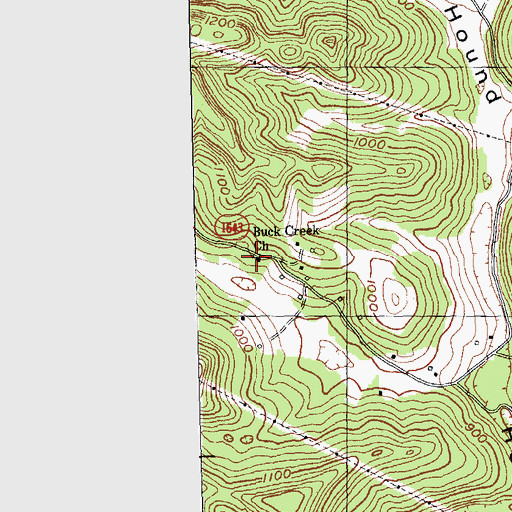 Topographic Map of Buck Creek Church, KY