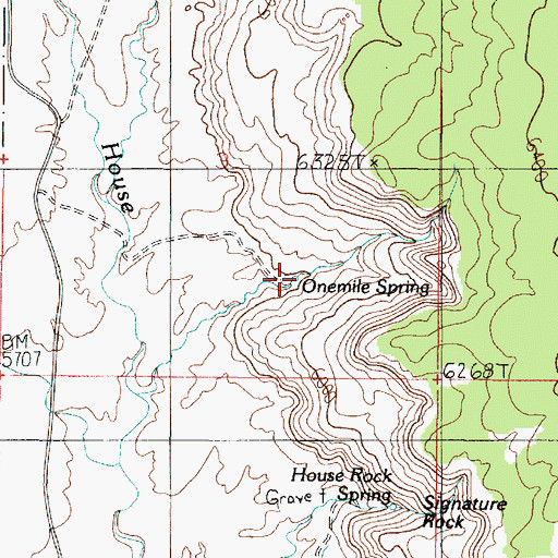 Topographic Map of Onemile Spring, AZ