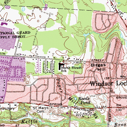 Topographic Map of North Street School, CT