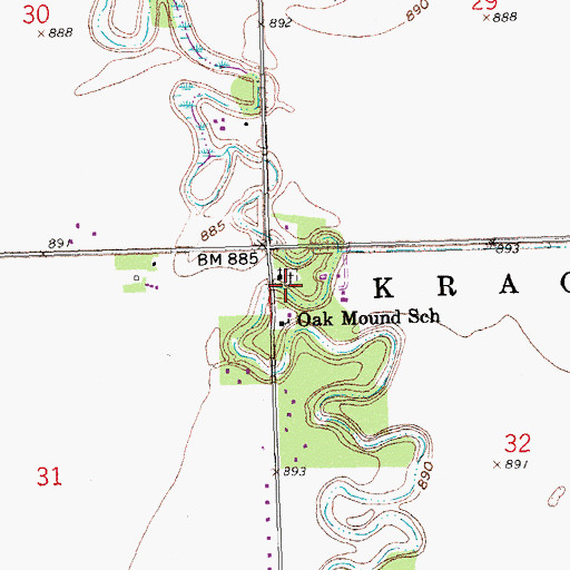 Topographic Map of Oak Mound Cemetery, MN