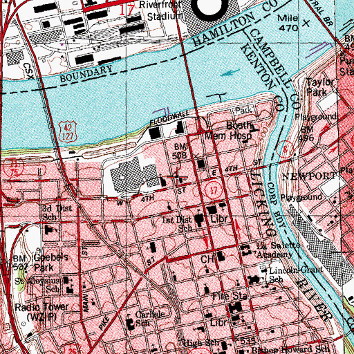 Topographic Map of Trinity Episcopal Church, KY