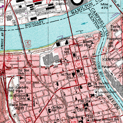 Topographic Map of First Baptist Church, KY