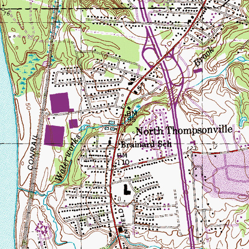 Topographic Map of North Thompsonville, CT