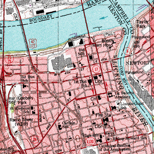 Topographic Map of First Christian Church, KY