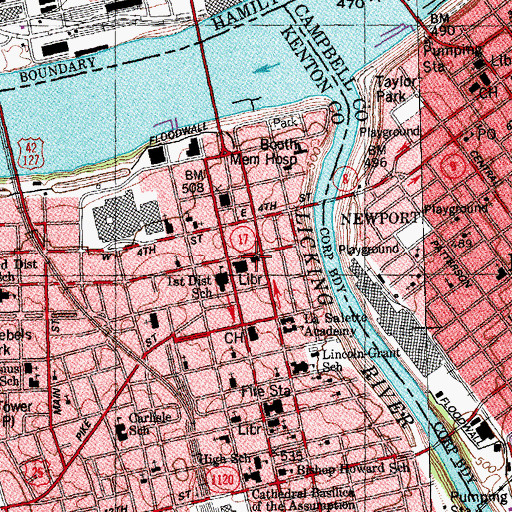 Topographic Map of First United Methodist Church, KY
