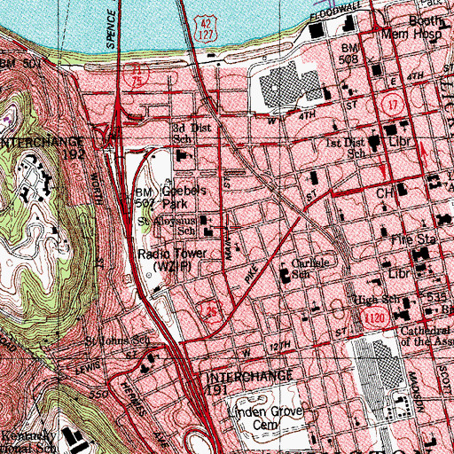 Topographic Map of Main Street Methodist Episcopal Church (historical), KY