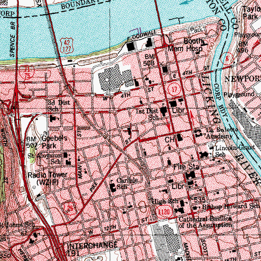 Topographic Map of Mother of God Roman Catholic Church, KY