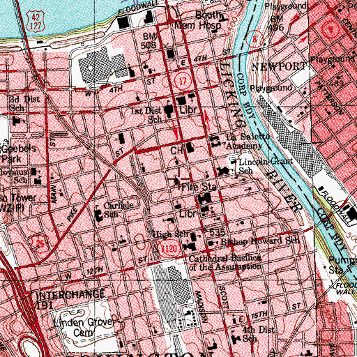 Topographic Map of Ninth Street Methodist Church, KY