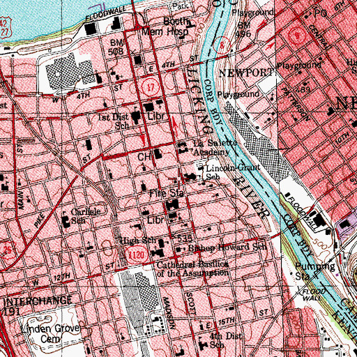 Topographic Map of First Baptist Church, KY
