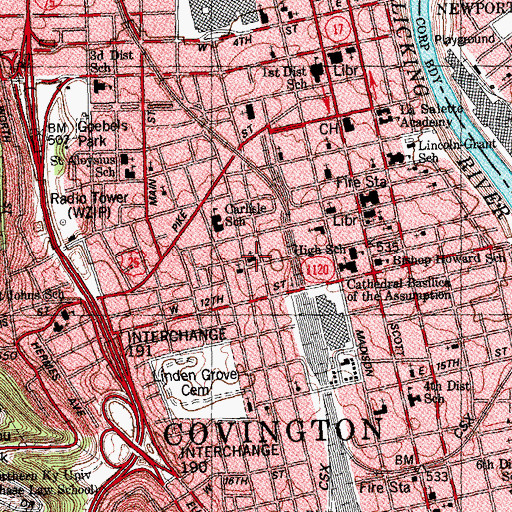 Topographic Map of Saint Paul's Evangelical And Reformed Church (historical), KY