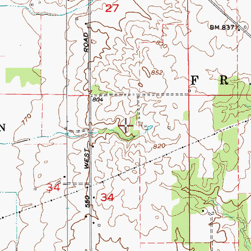 Topographic Map of Walnut Grove Cemetery, IN
