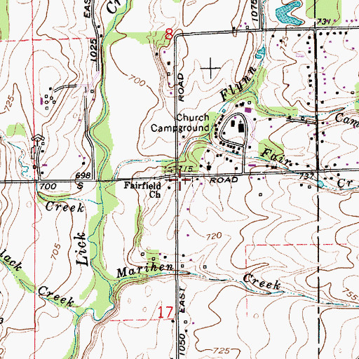 Topographic Map of Fairfield Friends Cemetery, IN