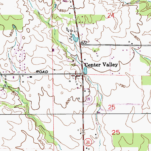 Topographic Map of Center Valley Cemetery, IN