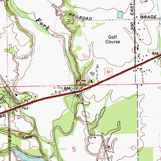 Topographic Map of Irons Cemetery, IN