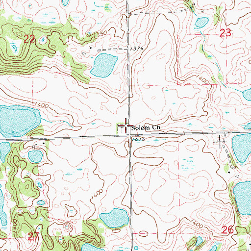 Topographic Map of Solem Cemetery, MN