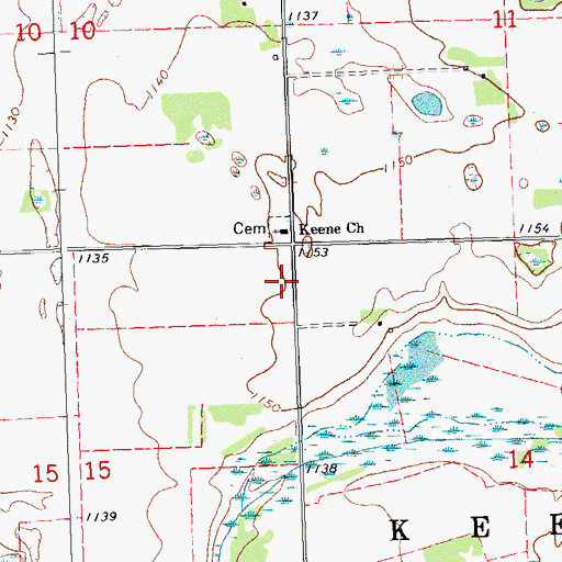 Topographic Map of Keene Cemetery, MN