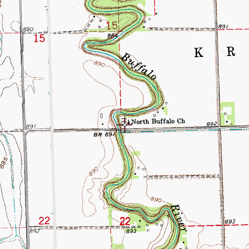 Topographic Map of North Bluff Memorial Gardens, MN