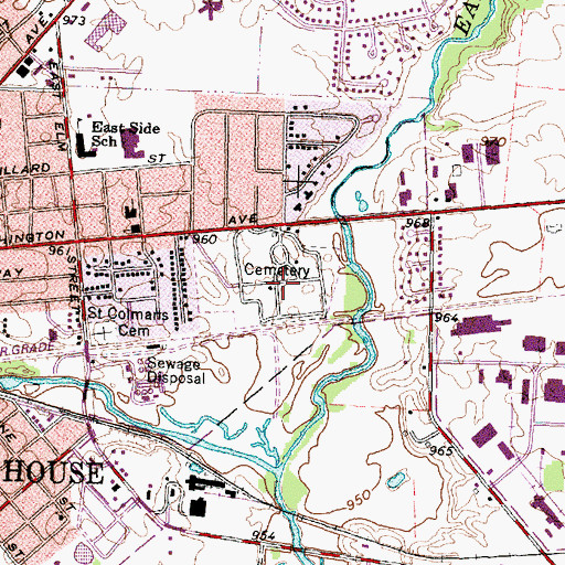 Topographic Map of Washington Cemetery Historic District, OH