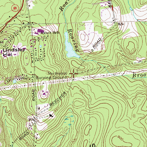 Topographic Map of Northeast Burial Ground, CT