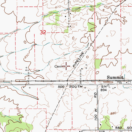 Topographic Map of McCormack Cemetery, IN