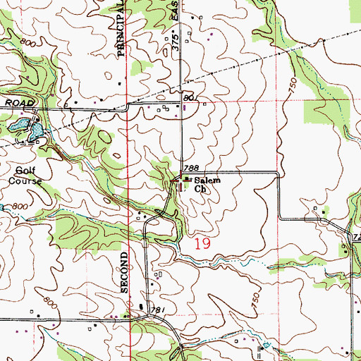 Topographic Map of Salem Methodist Cemetery, IN