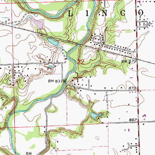 Topographic Map of Bell Cemetery, IN