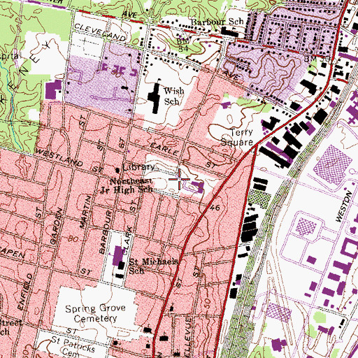 Topographic Map of Northeast Junior High School, CT