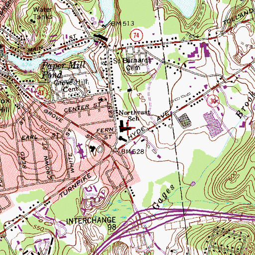 Topographic Map of Northeast Elementary School, CT