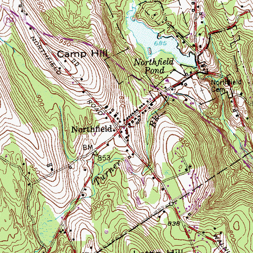 Topographic Map of Northfield, CT