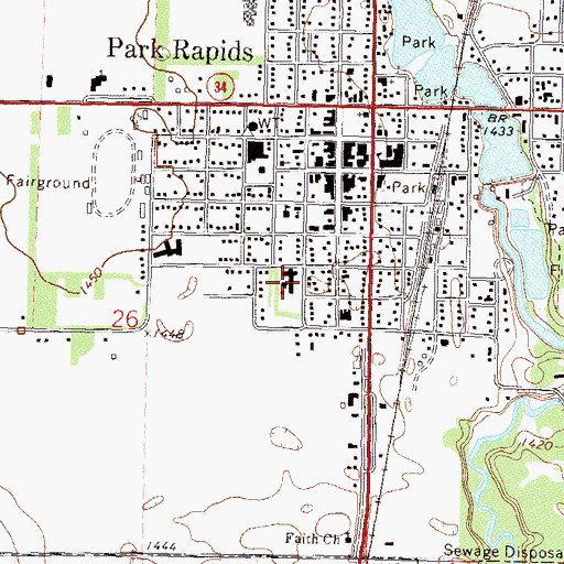 Topographic Map of Saint Joseph's Area Health Services, MN