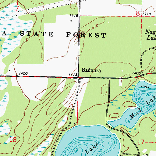 Topographic Map of Badoura Post Office (historical), MN