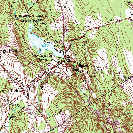 Topographic Map of Northfield Cemetery, CT