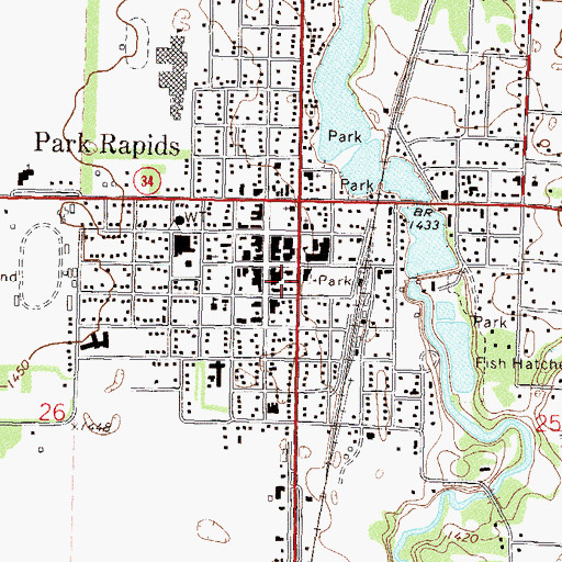 Topographic Map of Up North Mall, MN
