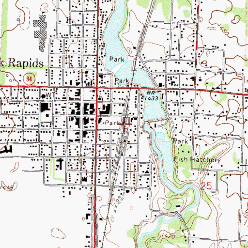 Topographic Map of Park Rapids Railroad Station (historical), MN