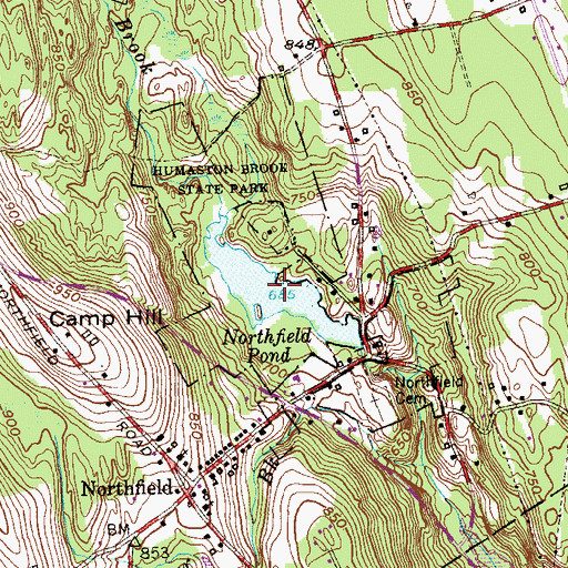 Topographic Map of Northfield Pond, CT
