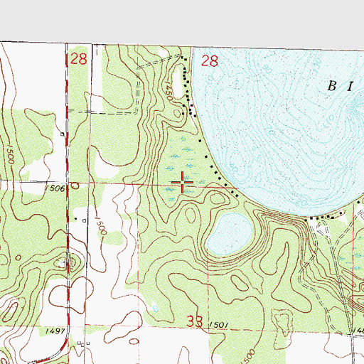 Topographic Map of Evergreen Lodge Golf Course, MN