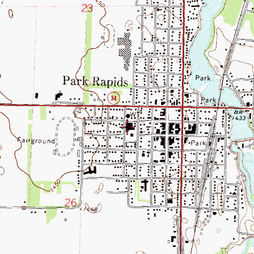Topographic Map of Hubbard County Courthouse, MN