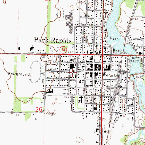 Topographic Map of Hubbard County Sheriff's Office Park Rapids, MN