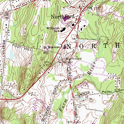 Topographic Map of Northford Cemetery, CT