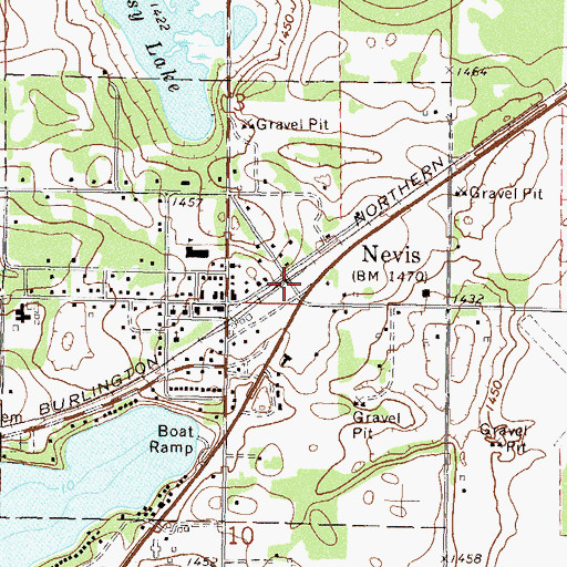 Topographic Map of Our Lady of the Pines Catholic Church, MN