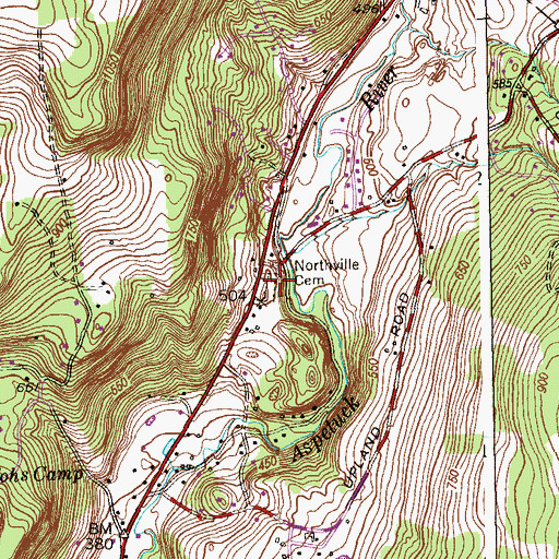 Topographic Map of Northville Cemetery, CT