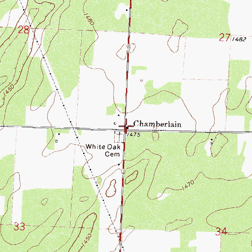 Topographic Map of White Oak Bible Chapel, MN