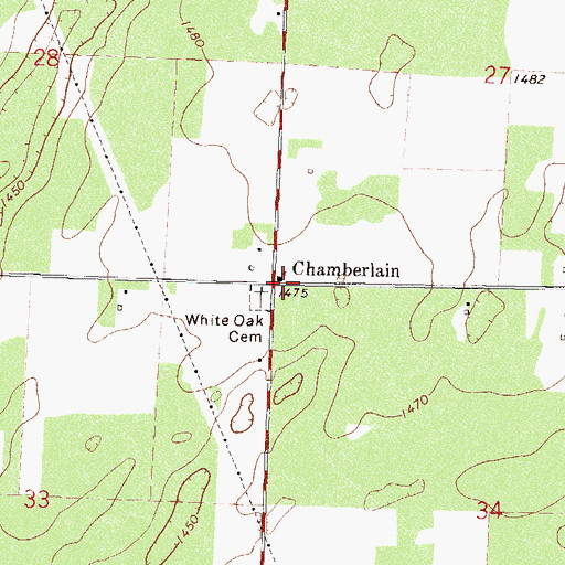 Topographic Map of White Oak Baptist Church, MN