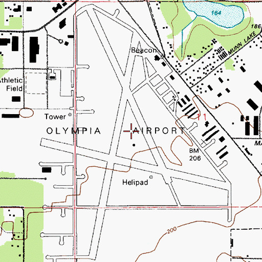 Topographic Map of Olympia Army Air Field (historical), WA