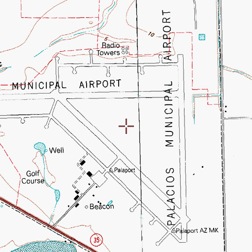 Topographic Map of Palacios Army Air Field (historical), TX